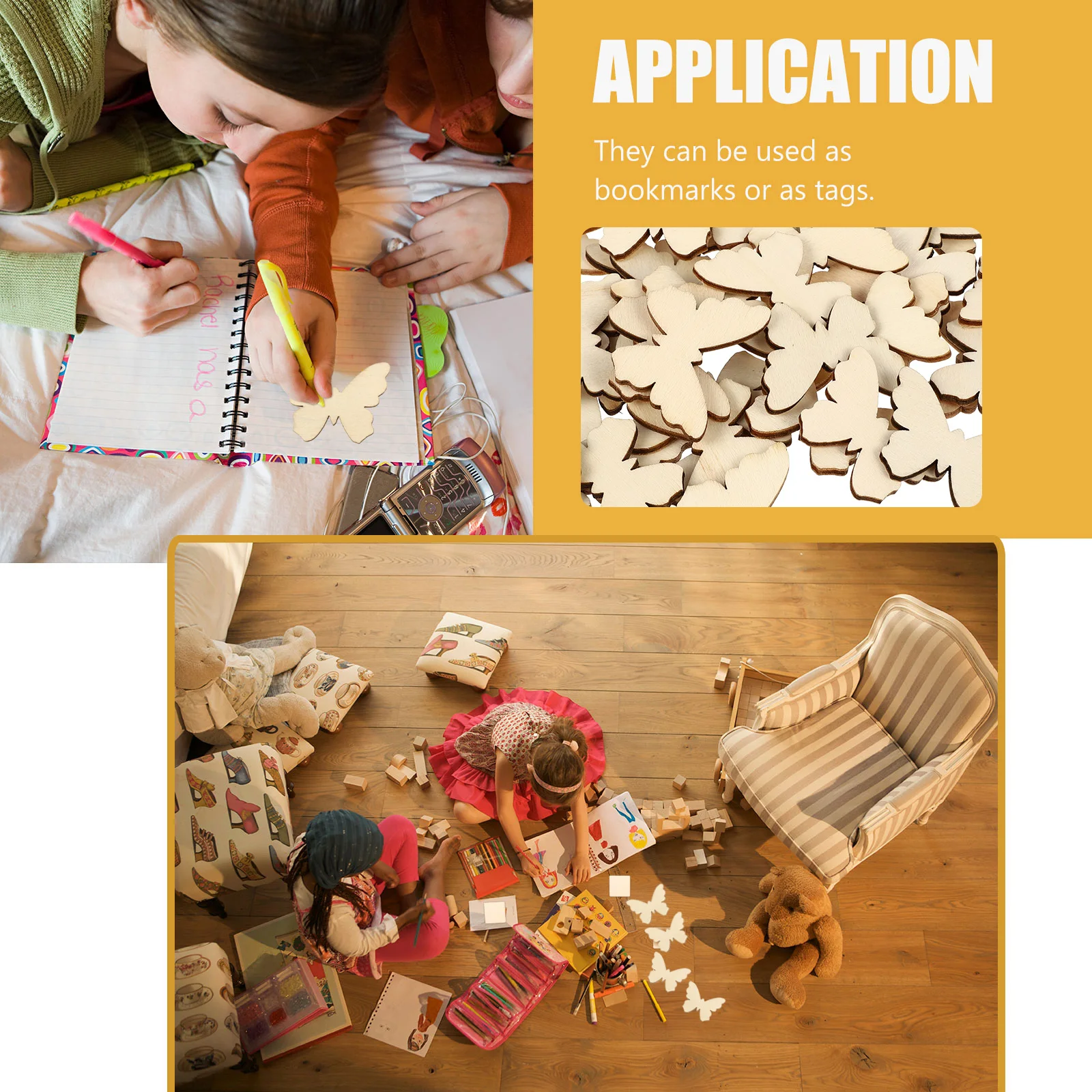 

100 Pcs Wood Chip Graffiti Toys Unpainted Butterfly Shaped Wooden Cutout DIY Crafts Slices HomeDecoration Kids Activities Easy