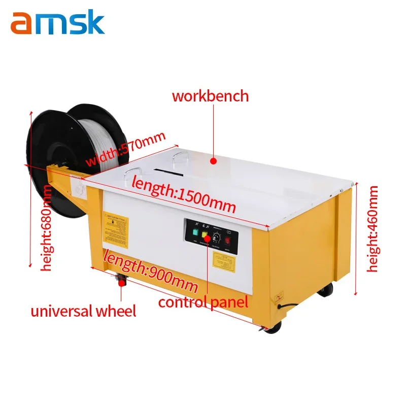 T800 Customization PP Belt Wrapping Box Banding Baler Semi-automatic Single Motor Low Workbench Currency Strapping Tool Machine