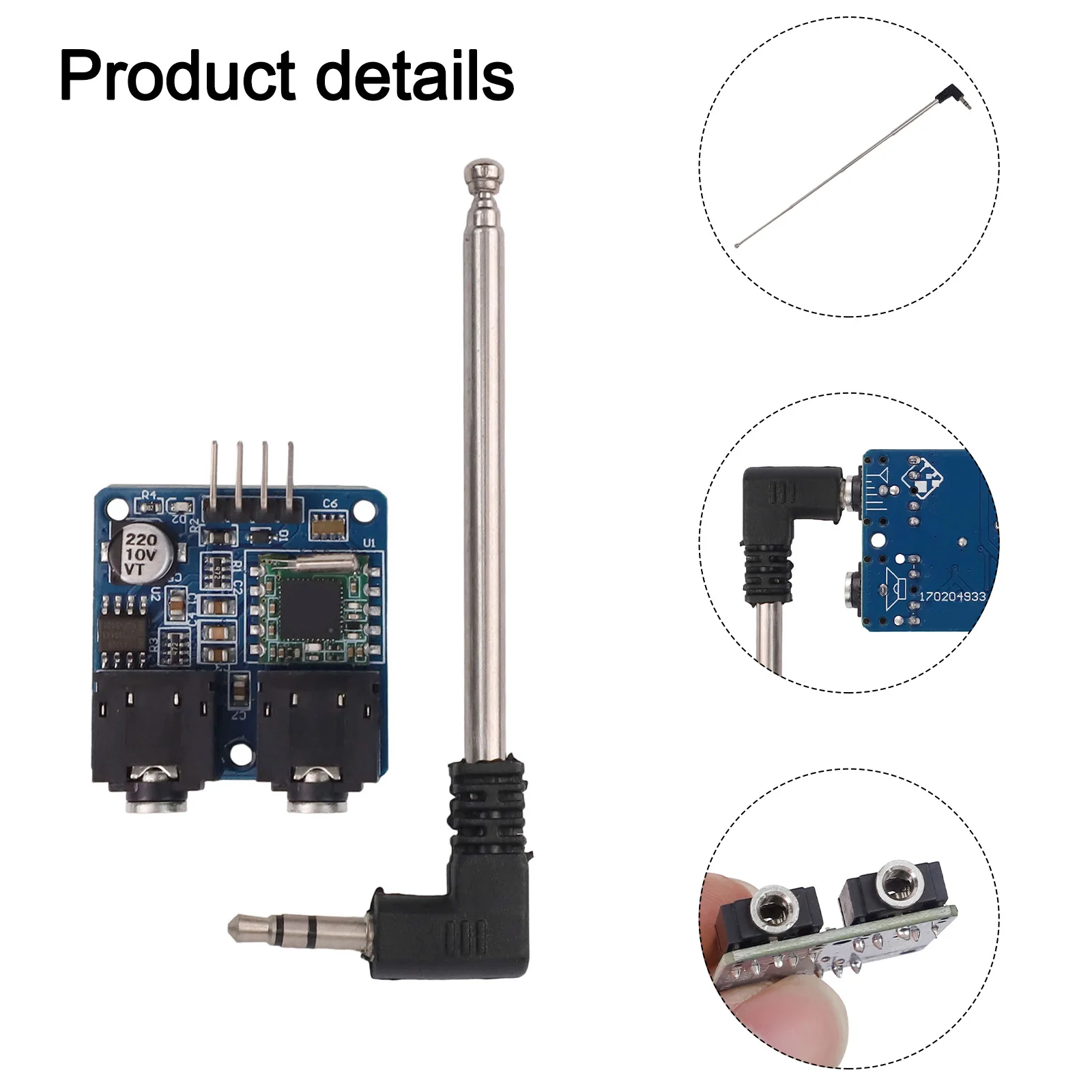 Audio Applications PCB 31*30mm 76-108MHZ Radio Audio Interface Radio Blue LED Power Indicator For DIY Projects