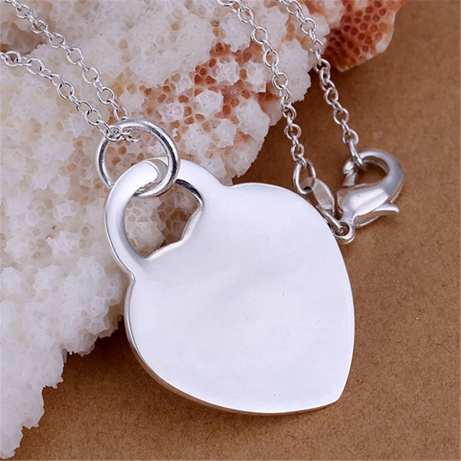 925 Silver Romantic Heart Card Pendant Necklace For Women Valentine'S Day Gifts Fashion Luxury Party Wedding Jewelry