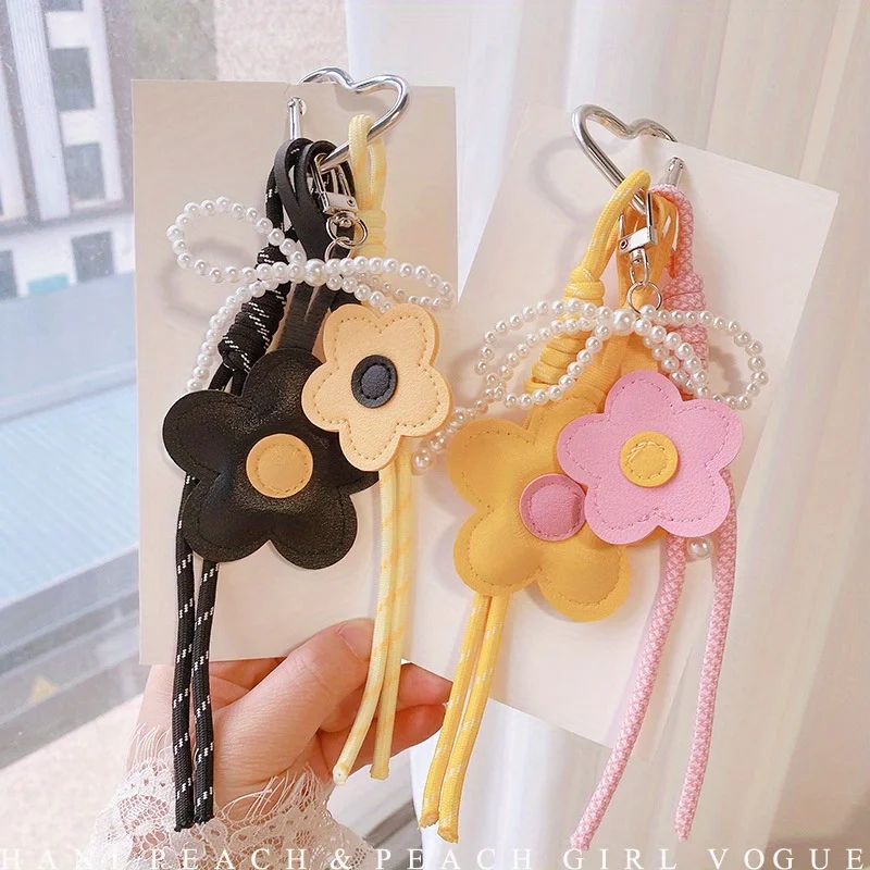 

Flower Bow Pendant Car Keychain Accessory Korean Style Ins Fashion Bag Charm