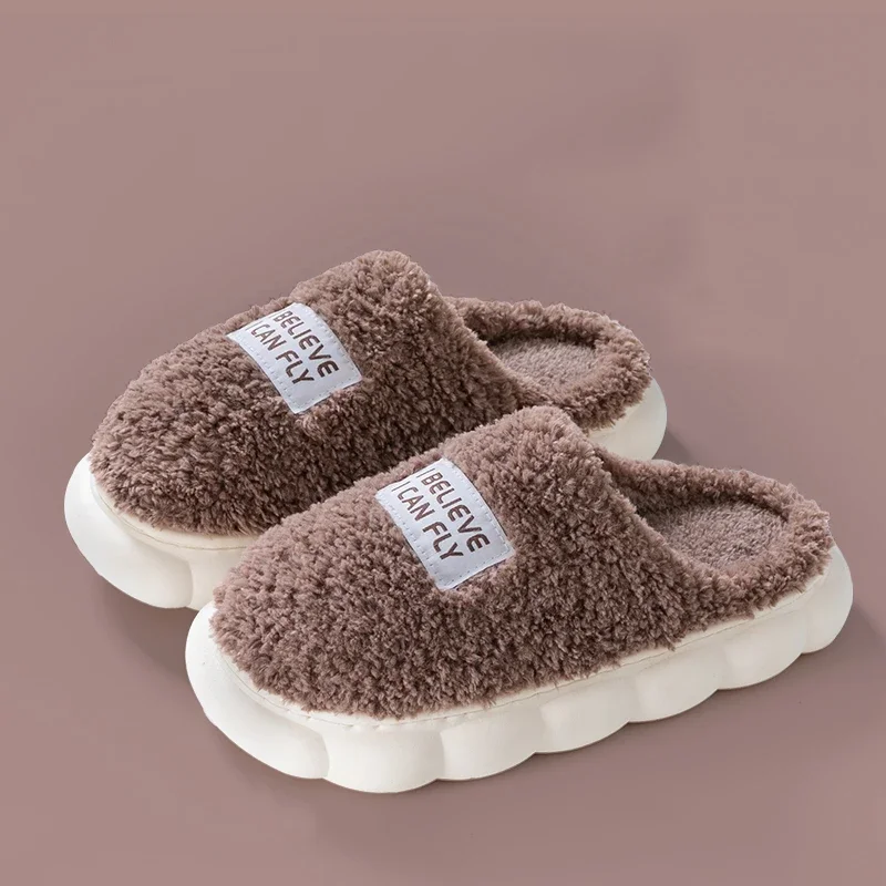 2024 New Fashion Winter Soft Sole Mens Indoor Floor Antiskid Slides Bedroom Warm Plush Slippers Male Home Casual Cotton Shoes