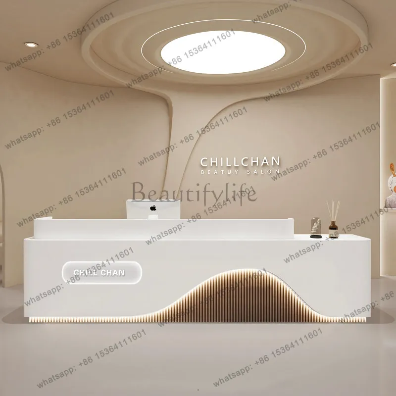 Factory Direct Sales Nordic Simple Beauty Salon Front Desk Modern Medical Beauty Company Consultation Desk Arc Hotel Bar Counter