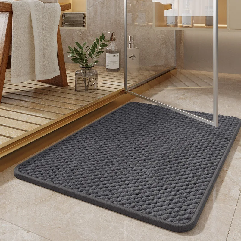 Simple Cloud Cotton Velvet Bath Mats, Shower Room Doormat, Non-slip, Water-absorbent, Quick-drying, Bathroom Decorative Rug