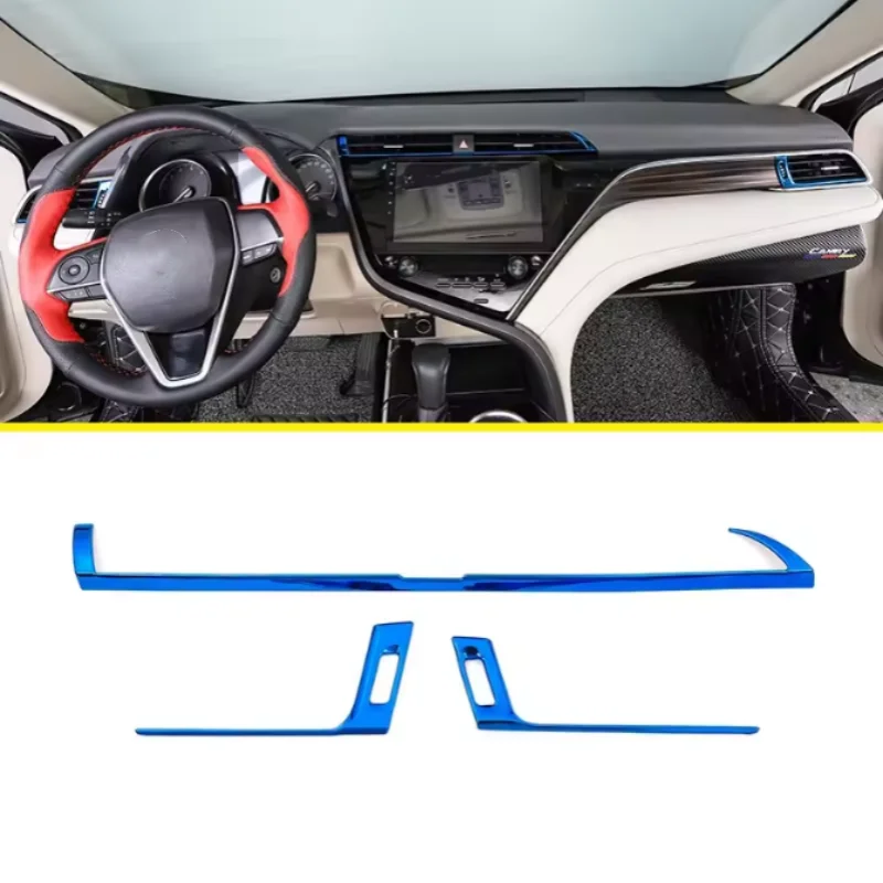 LHD Car Center Control Air Condition Vent Outlet Frame Cover Trim Strip Sticker Accessories For Toyota Camry XV70 70 2018-2020