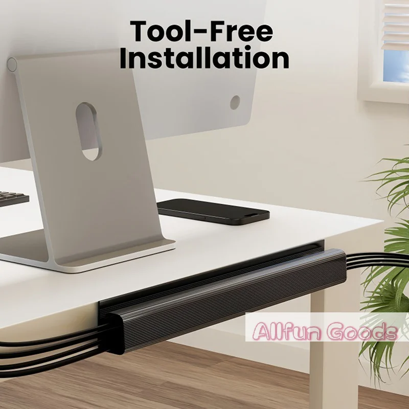 [TG835]Channel Desk Cable Organizer Cable Management Accessories White Cable Protecter No Drilling Under Desk Management Tray