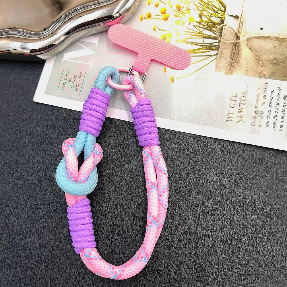 

Universal Dopamine Braided Phone Lanyard Anti-lost Handwoven Hanging Cord Short Phone Wrist Strap Phone Charm Accessories