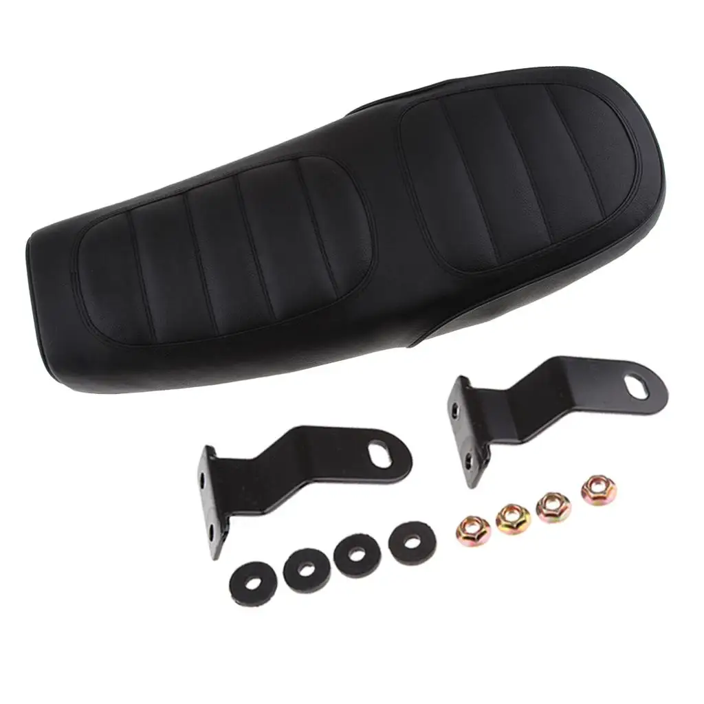 63cm Long Motorcycle Cafe Racer Retro Vintage Seat Flat Brat Saddle Cushion (Black)Car Accessories