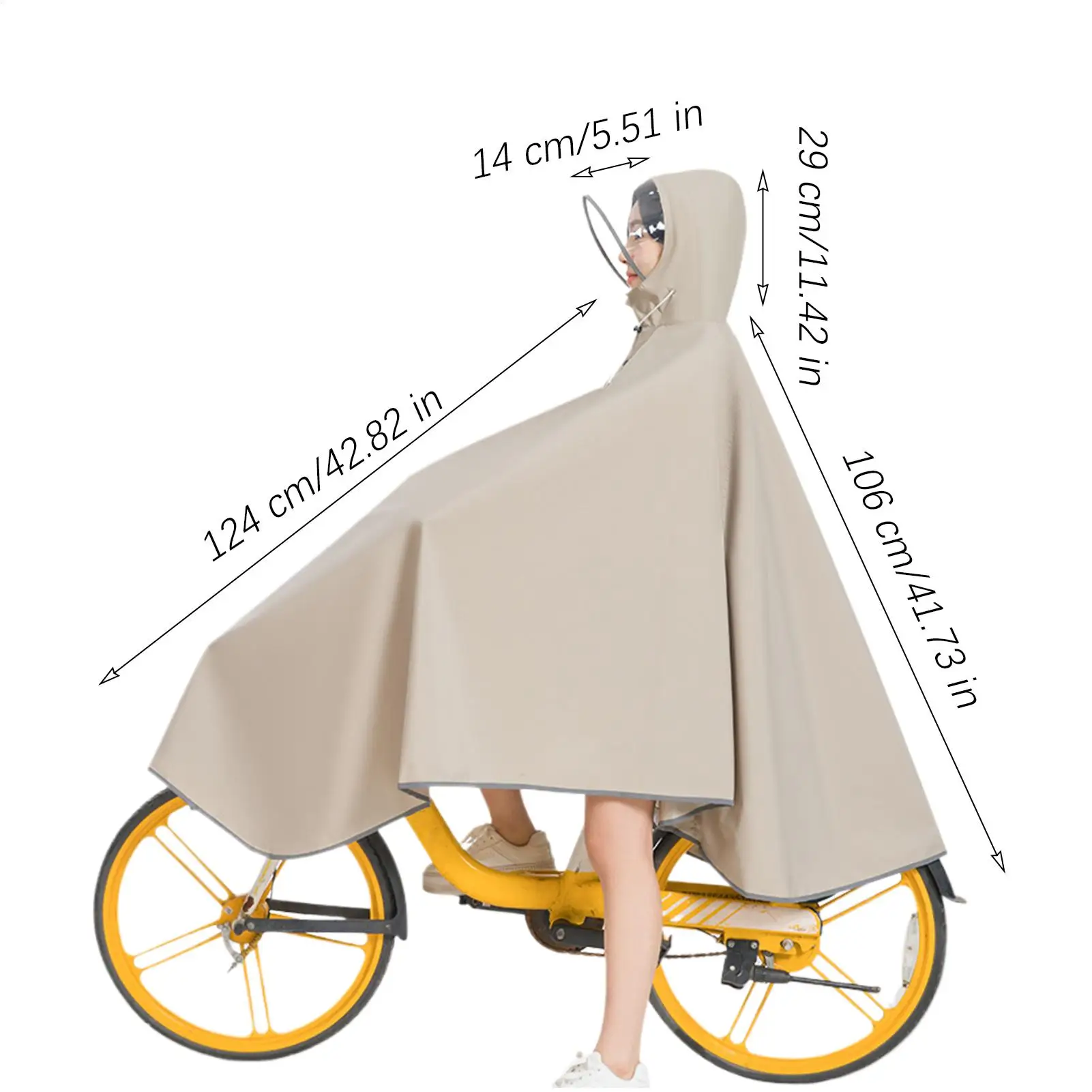 

Bike Rain Poncho Waterproof with Reflective Strips Reusable Cycling Hooded Raincoat for Men Women Camping Hiking Fishing Outdoor