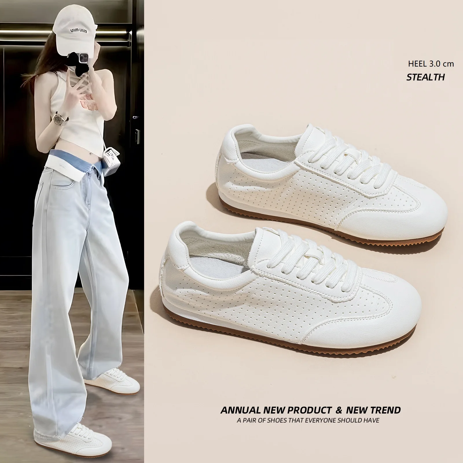 أحذية الجري الرياضية جلد البقر طبقة اصبع القدم سميكة الارتفاع زيادة تنوعا تنفس أحذية النساء عادية مجلس مريح #2