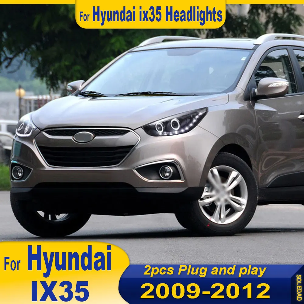 

Пара автомобильных фар в сборе для Hyundai IX35 Светодиодная фара 2009-2016 Светодиодная фара DRL Сигнальная линза проектора Plug and play