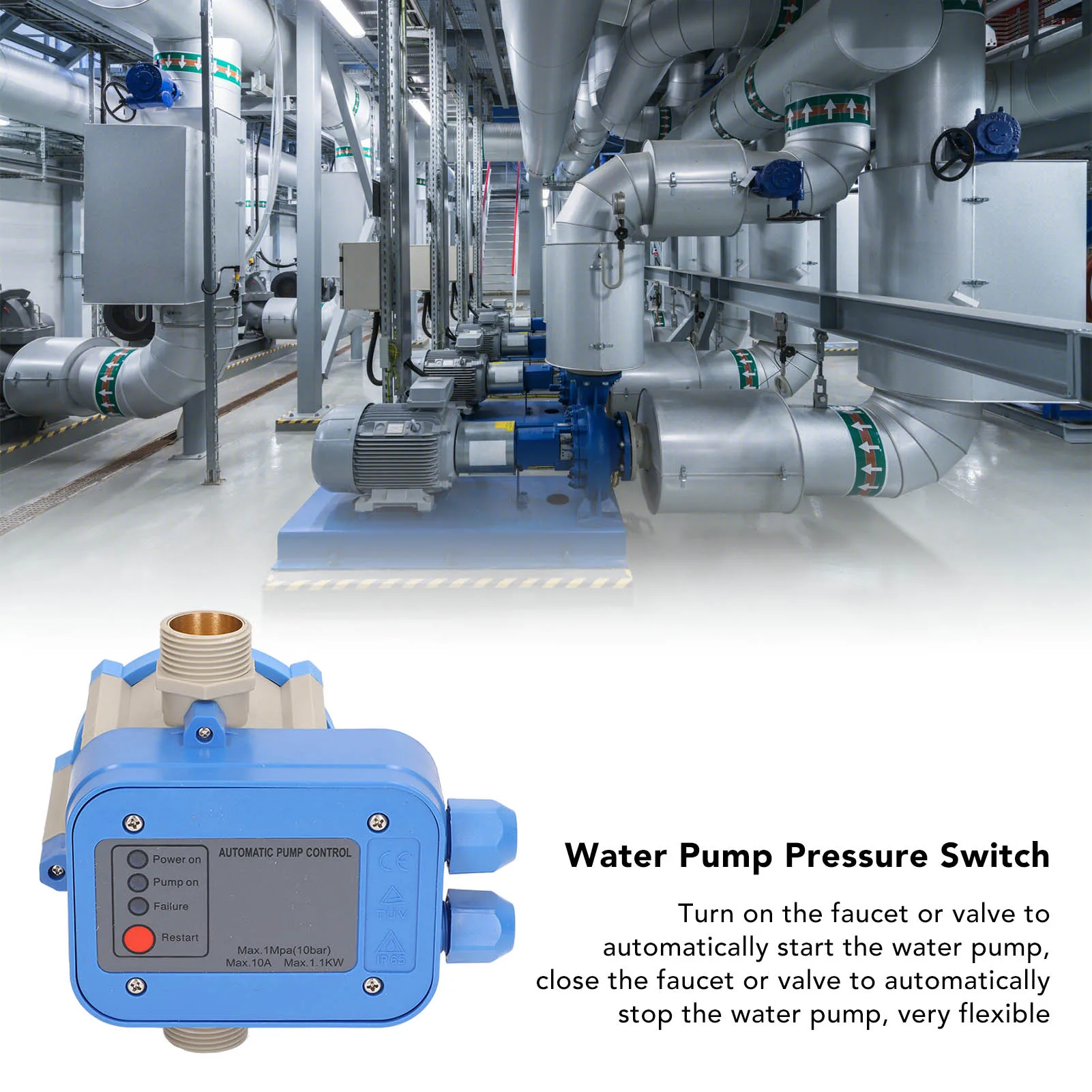 Pressure Control Switch 1.5bar‑3.0bar Waterproof Adjustable Controller Blue Gray  Pressure Control Switch