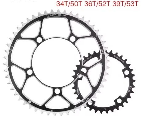 

Aluminum alloy Road bike chainring 110BCD power chainring 35/50T 36T/52T 39/53T folding bike double Regular 5-claw crank