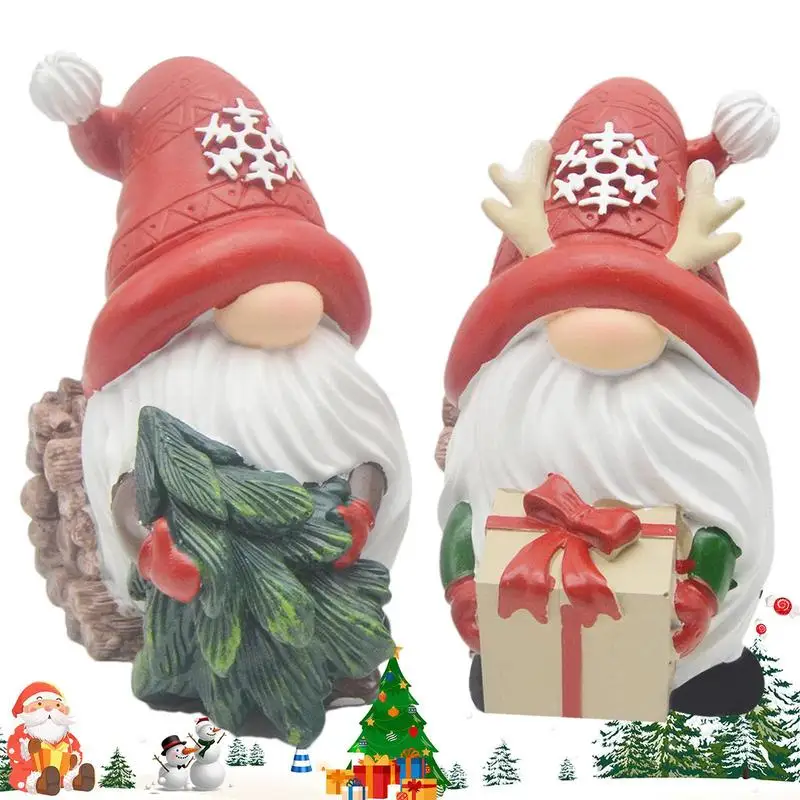 Christmas Gnomes 2X Gnome Figurine Faceless Doll Statue Indoor Christmas Figurine Cute Christmas Gnomes Decorations Collectible