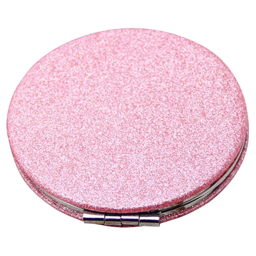 Mini billetera con purpurina, espejo de maquillaje decorativo, exquisito, pequeño, especial, compacto, a granel, espejos de viaje plegables de vidrio rosa