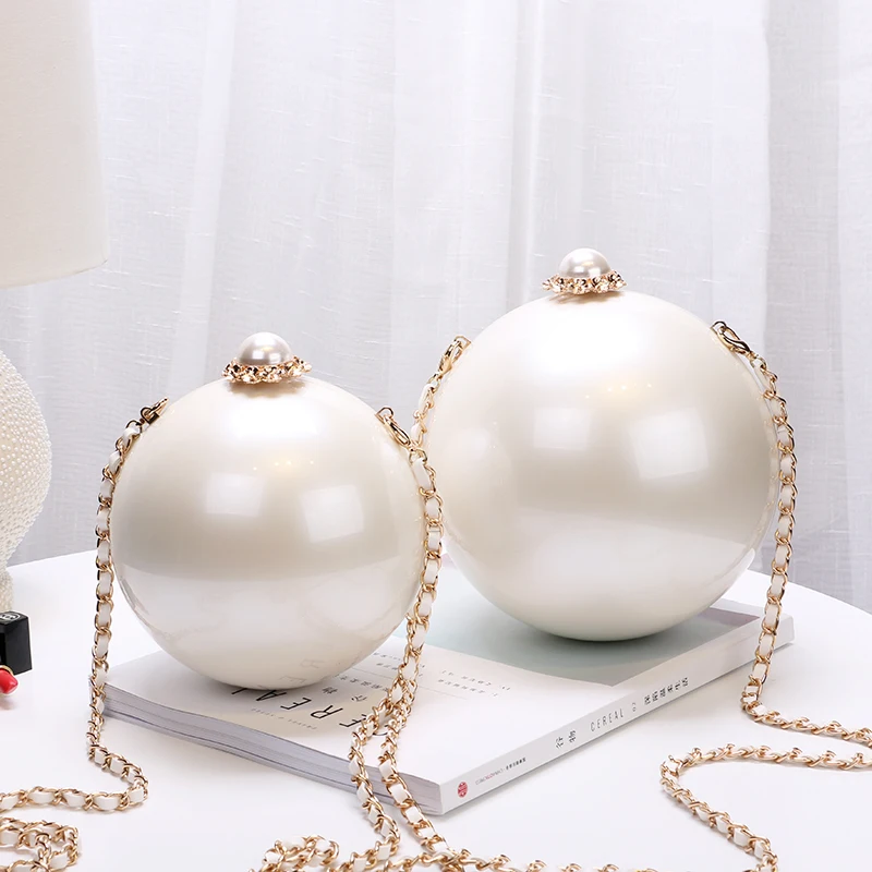 2022 Fashion Design Pearl Ball Party Evening Bags Woman Handbags Global Spherical Acrylic Hard Case Shoulder Small Crossbody Bag