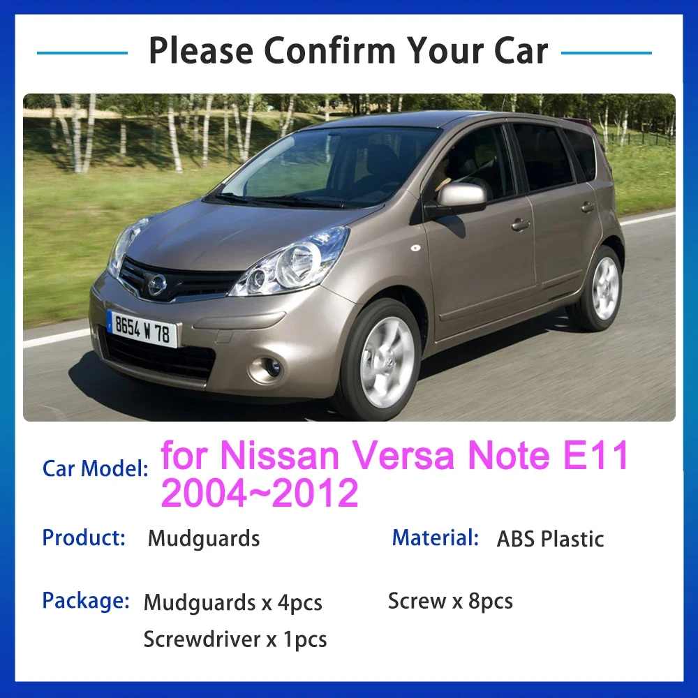 for Nissan Versa Note E11 2004 2005 2006 2007 2008 2009 2010 2011 2012 Mud Flaps Mudguards Splash Fender Guard Front Accessories