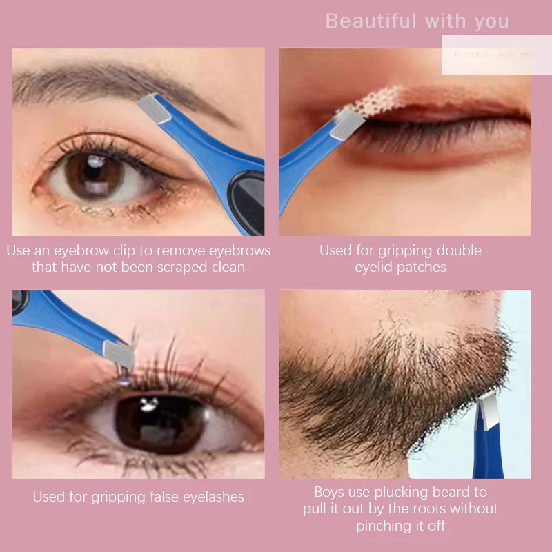 NewEyebrow الملقط الفولاذ المقاوم للصدأ رمش تمديد الملقط العين إزالة الشعر سيدة الوجه أدوات ماكياج الجمال الأساسية #4