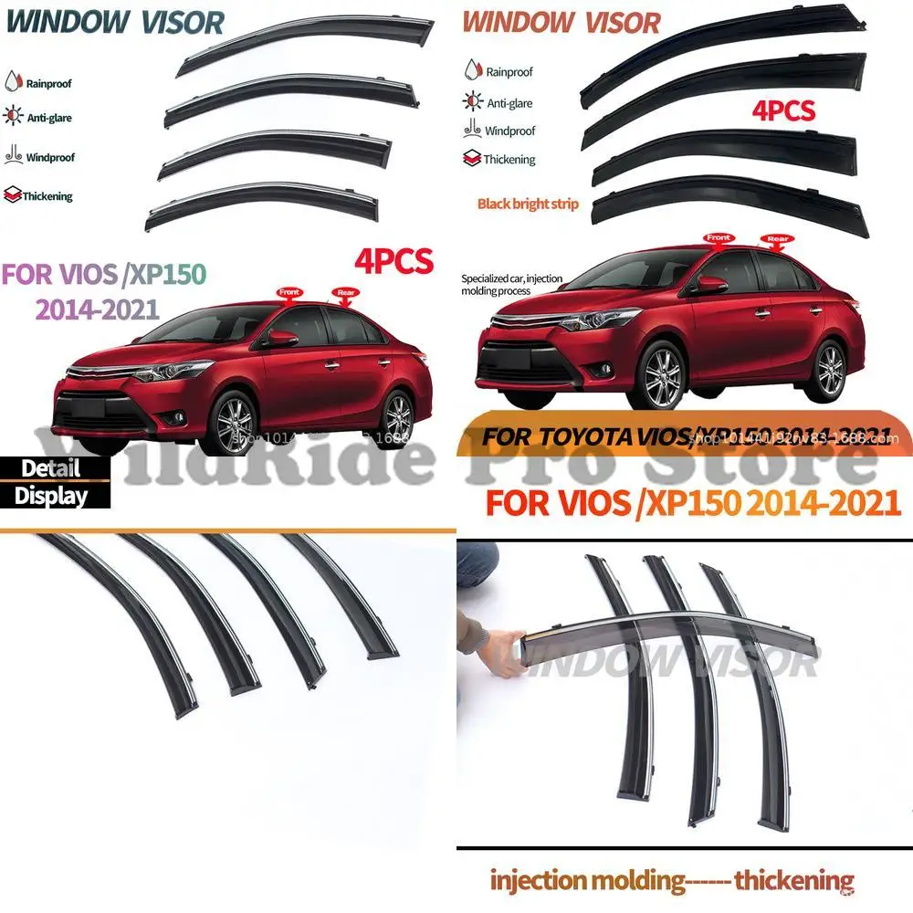 

1 комплект для Toyota Vios, дефлекторы от дождя для Vios XP150 2014-2022 + оконные козырьки