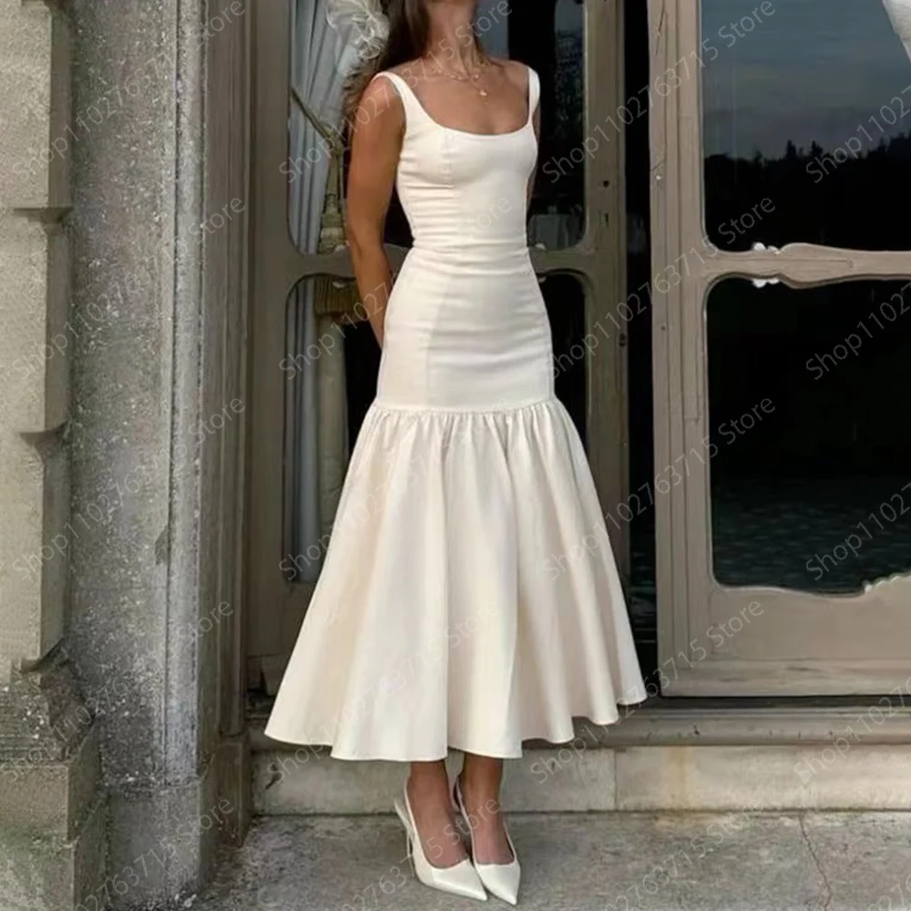 

Elegant Evening Dresses for Women Scoop-Neck Backless Ankle-Length A-Line Prom Party Wedding Gala Special Events Dress 2024