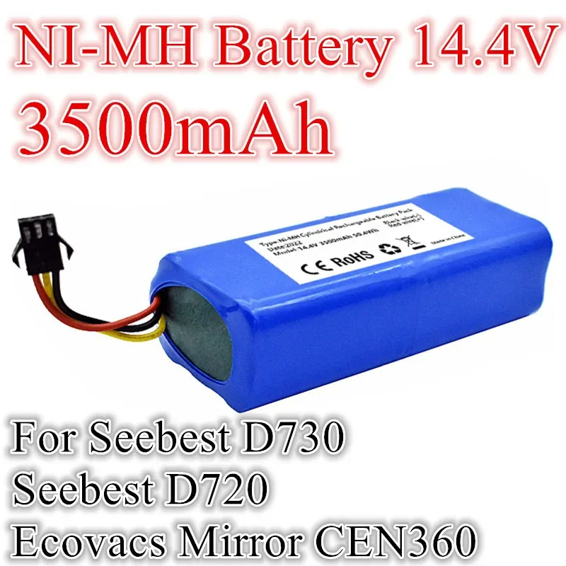 

14.4 V 3500mAh NI-MH Rechargeable Battery For Seebest D730 Seebest D720 Ecovacs Mirror CEN360 Robot Vacuum Cleaner Parts