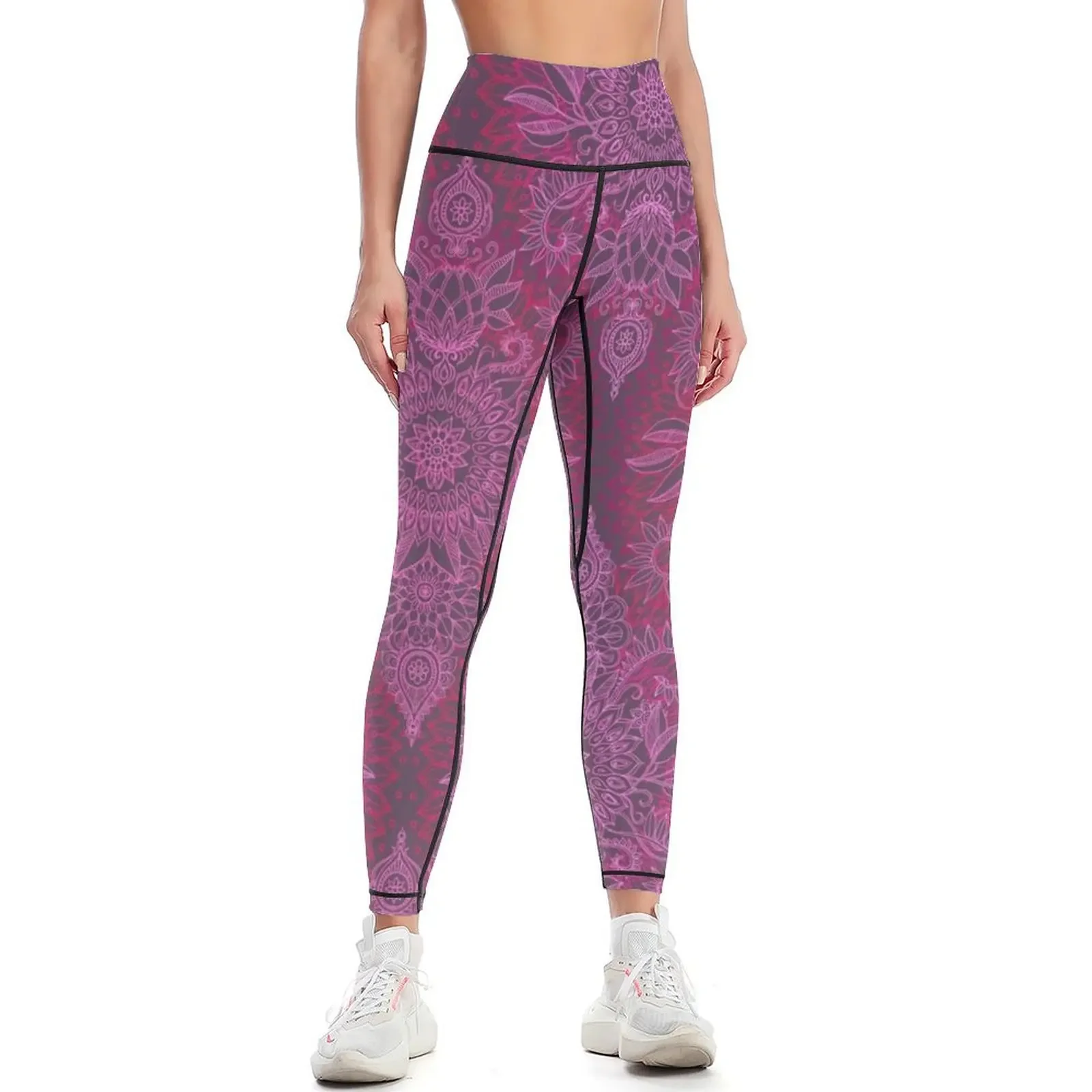 

Magenta, Pink & Coral Protea Doodle Pattern Leggings sportswear gym legging pants raises butt push up legging Womens Leggings