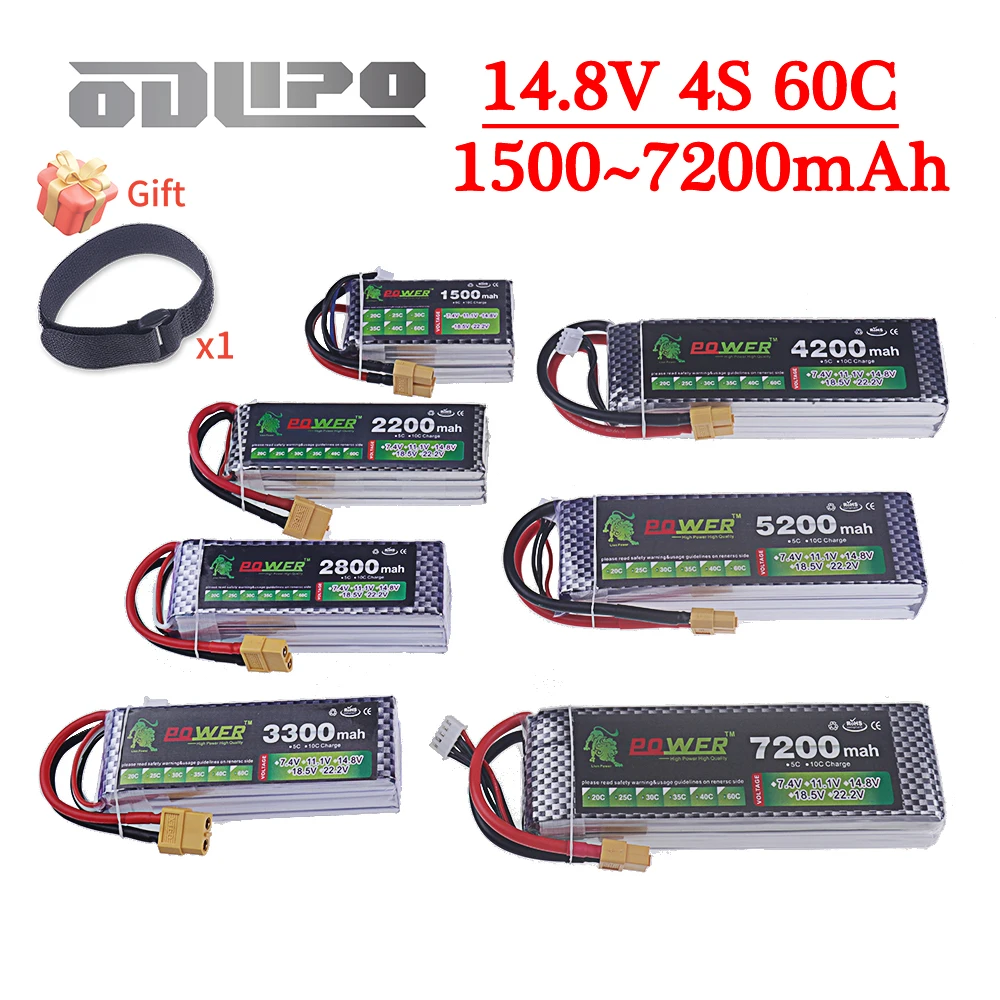 14.8V RC LiPo Battery 4S 1500mAh 2200mAh 2800mAh 3300mAh 4200mAh 5200mAh 7200mAh For RC FPV Drone Quadcopter Racing Car T/XT60