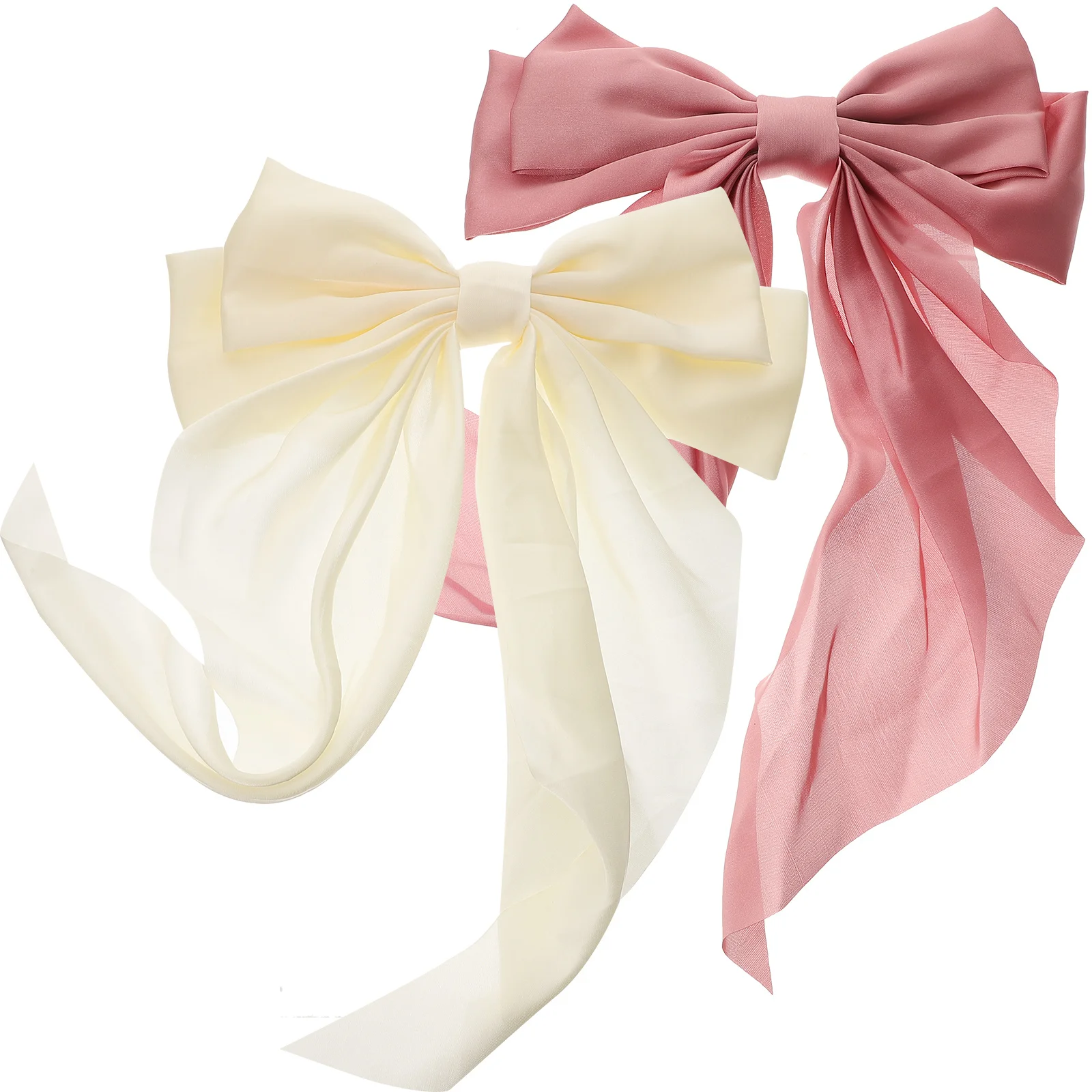 

2pcs Large Bow Hair Clips Metal Cloth Barrettes For Women Girls Party Wedding Accessories Ponytail Clip Ribbon Styling Tools