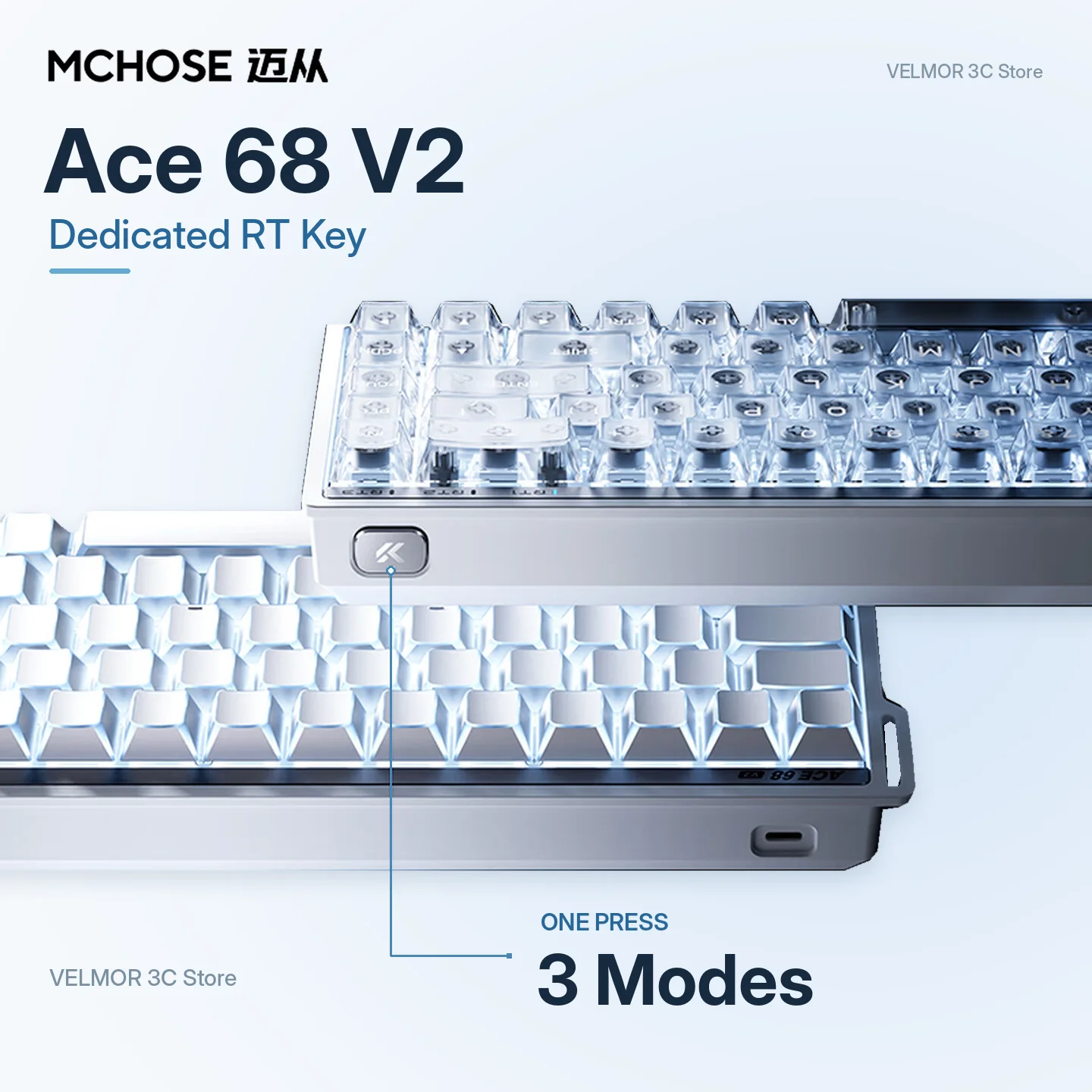 MCHOSE Ace 68 Magnetic Switch Gaming Keyboard Hall Effect 8K Polling Rapid Trigger 68 Keys Wired RGB Backlit for PC FPS Gamers