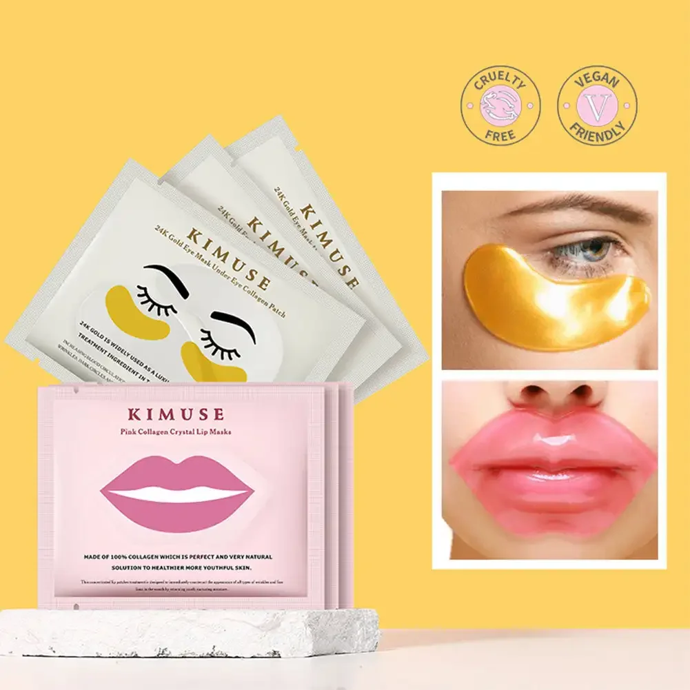 24K Gold Eye Mask Collagen Gold Eye Mask Anti Dark Circles Wrinkle Eye Care and Collagen Moisturing Nourishing Lip Mask