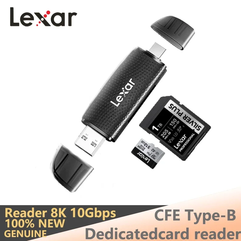 leitor-de-cartao-lexar-usb32-dual-slot-usb-a-e-usb-c-ate-205mb-s-compativel-com-sd-micro-sd-para-pc-cameras-e-dispositivos-moveis