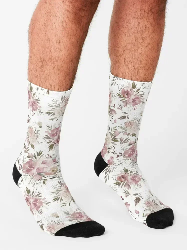 Dusty Pink Floral Socks Children's winter custom tennis Socks Man Women's