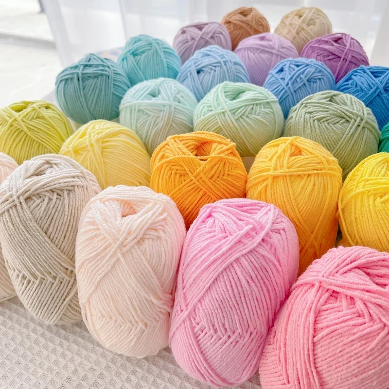 50g 1pcs Milk Cotton Wool Ball Hand-knitted Yarn 55 Colors 4-strand Combed Diy Crochet Bouquet Doll Material Bag Baby Sweater