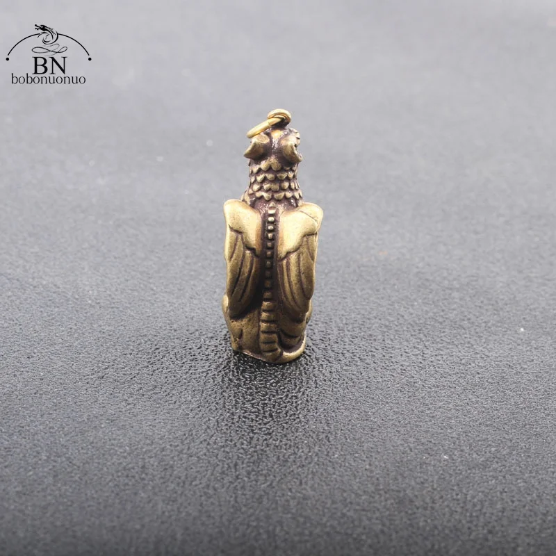 Soild Copper Mythical Animals Bird Head Wings Beast Body Pendants Brass Ornaments Key Chain Hanging Trinket Small Bronze Statue