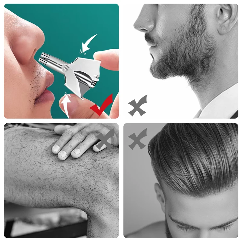 1set Pemangkas Rambut Hidung untuk Pria Alat Cukur Manual Baja Tahan Karat Cocok untuk Pisau Cukur Rambut Hidung Dapat Dicuci Pemangkas Rambut Hidung Portabel