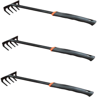 3pcs Handheld Gardening Hand Tool Set - Hand Rake, Tiller, Aerator & Cultivator for Garden Maintenance - Mini Short Leaf Rake In