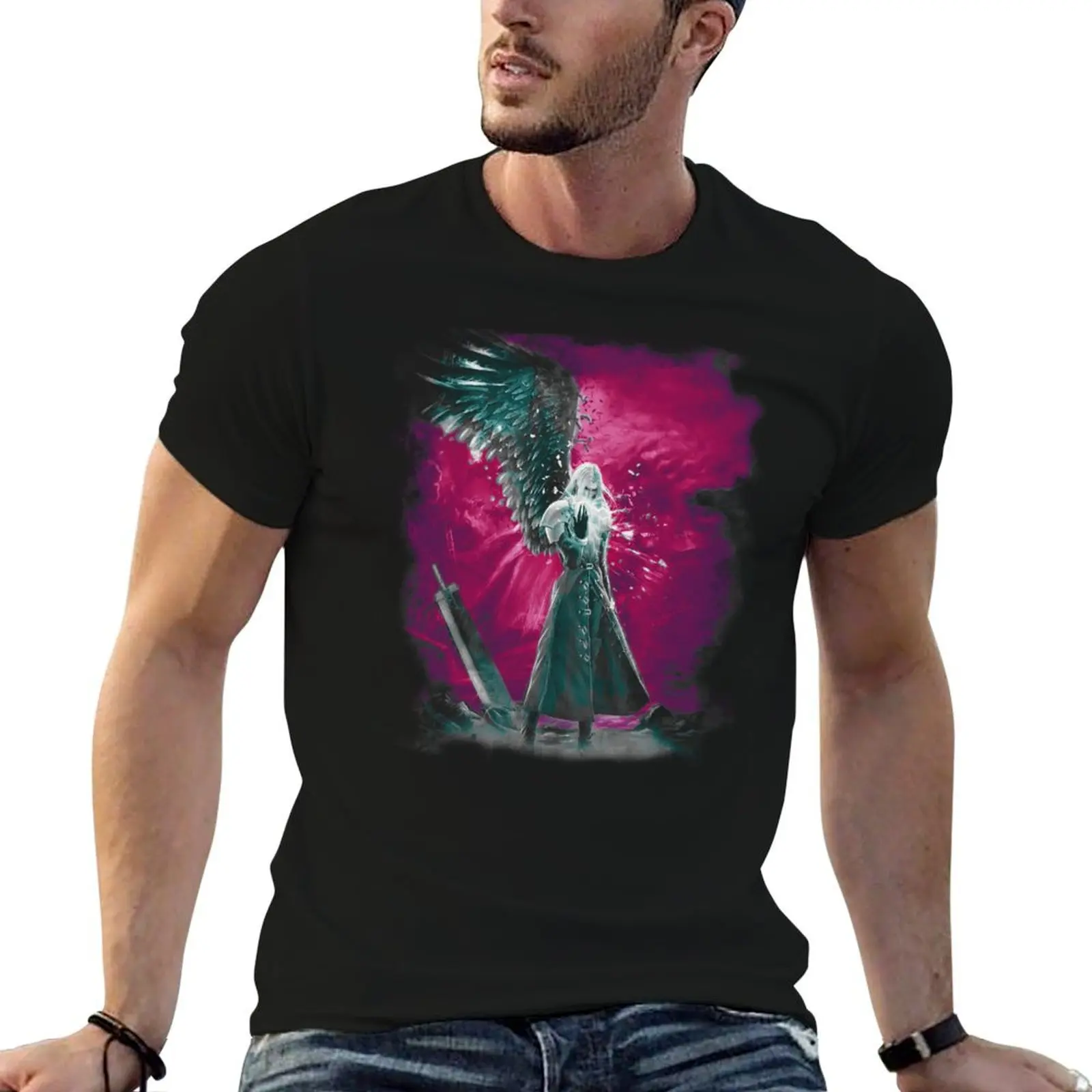 

Sephiroth FF7 The One Winged Angel T-Shirt man t shirt heavy cotton t shirts for man graphic vintage T-Shirt