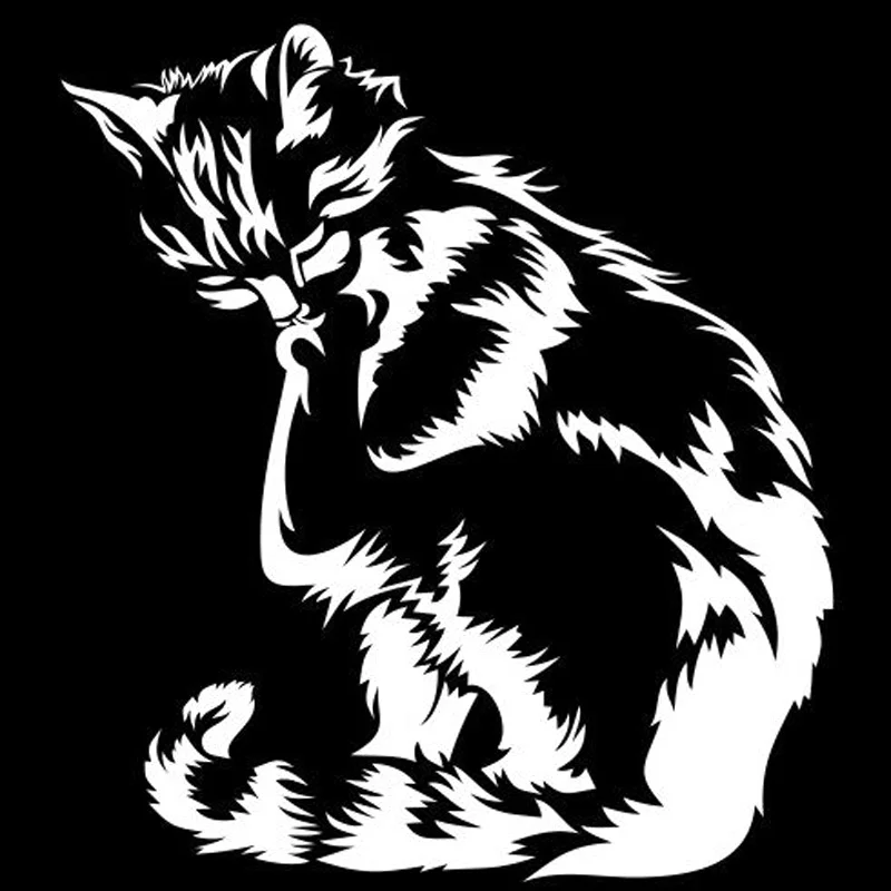 Car Sticker Fashion Wash Cat Cartoon Animal Car Sticker Classic Decorative Window Decals Waterproof Black/white,15cm*13cm