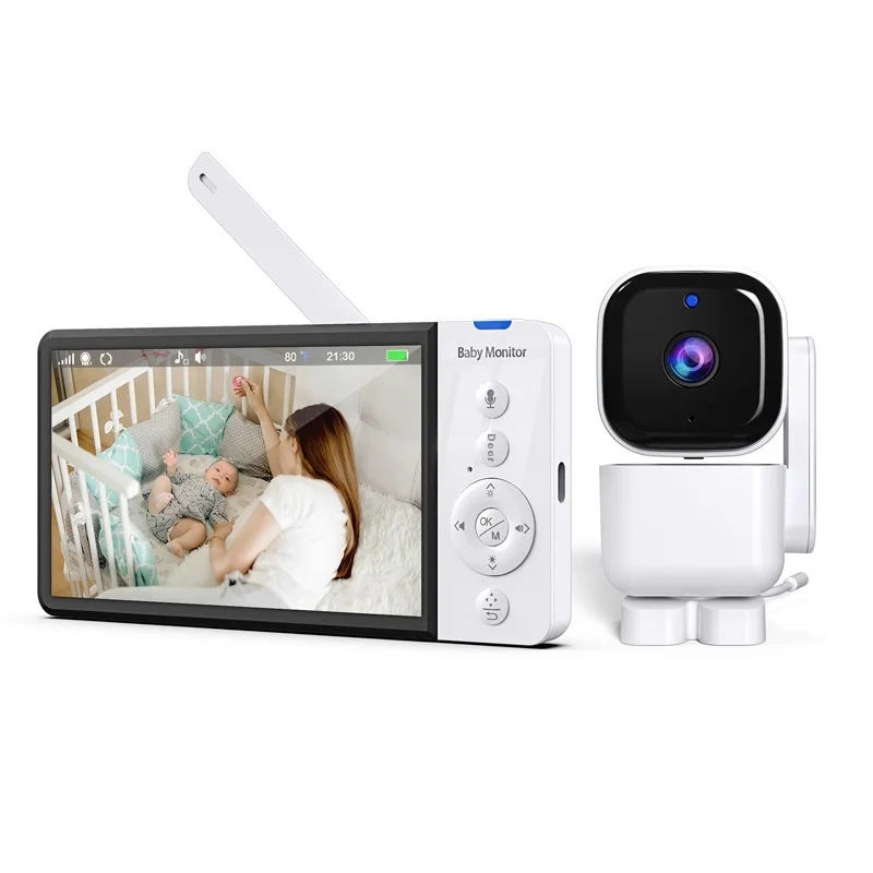 5-Inch Smart Video Baby Monitor 1080p Resolution 2.4GHz Wireless Two-Way Intercom App Compatibility for Convenient Baby Care