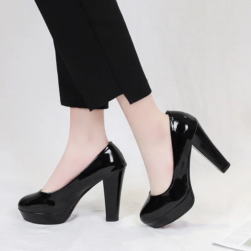 Basic Women Shoes Chunky Heel Pumps Square Heel Round Toe Wedding Shoes Party Dancing Ladies Dress Shoes Platform 2023