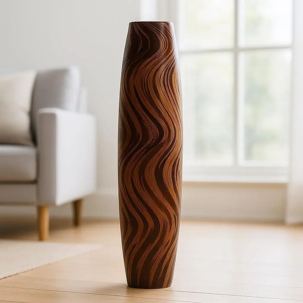 Large Floor Vase 26 inches Mango Wood for Pampas Grass, Dried Flowers