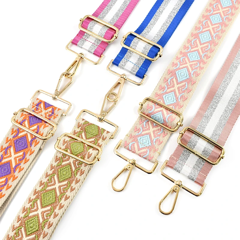 1P Deepeel 5cm Wide Handbag Straps Embroidered Bag Strap Shoulder Band Crossbody Webbing Adjustable DIY Sewing Accessories