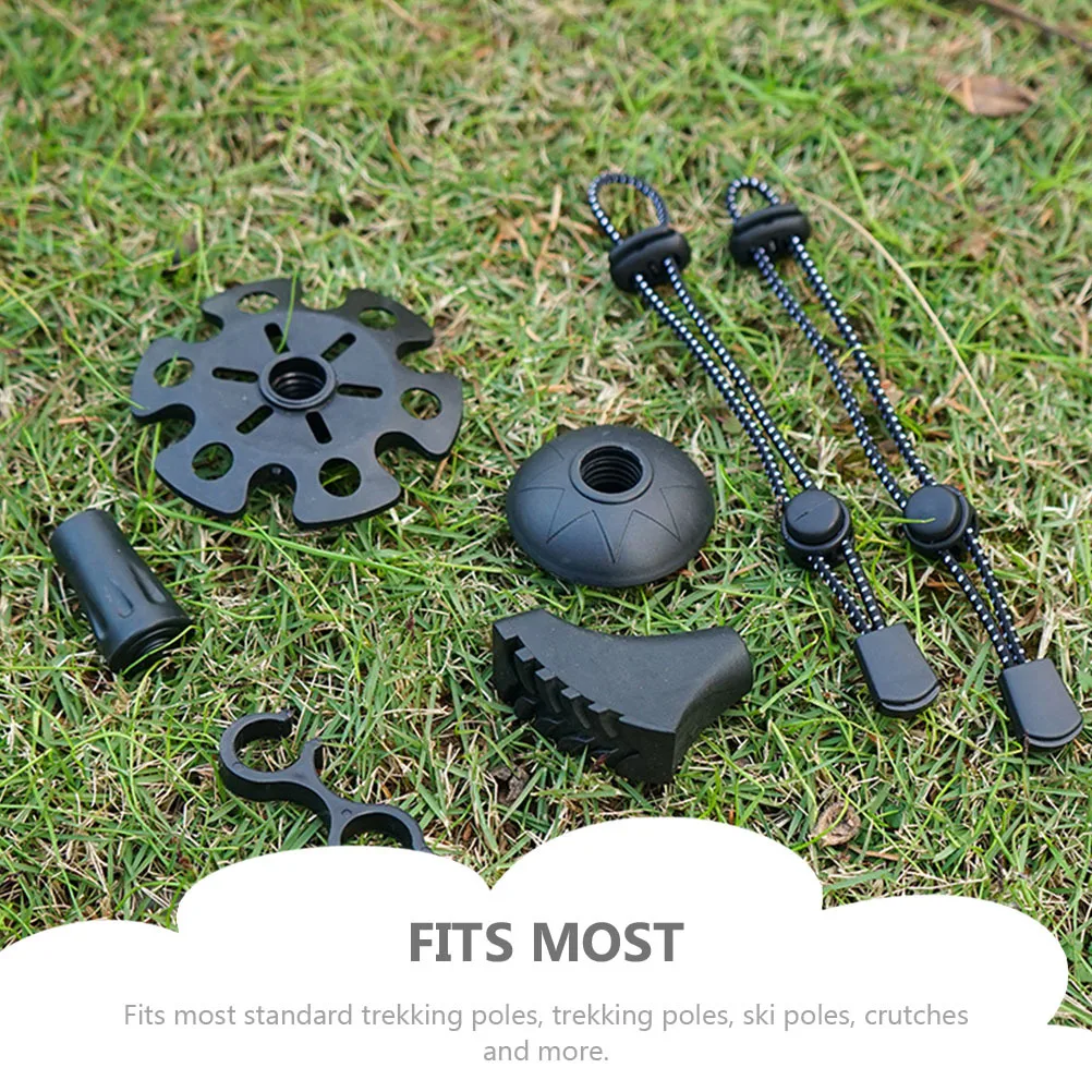 

12Pcs Climbing Cane Foot Cover Shockproof Anti-Slip Pads for Trekking Poles Ski Poles Crutches Walking Sticks Black