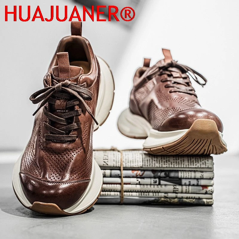 

British Style Men's Casual Leather Shoes Luxury Lightweight Outdoor Leisure Baskets Hommes Retro Winter Men's Sneakers Man Shoes