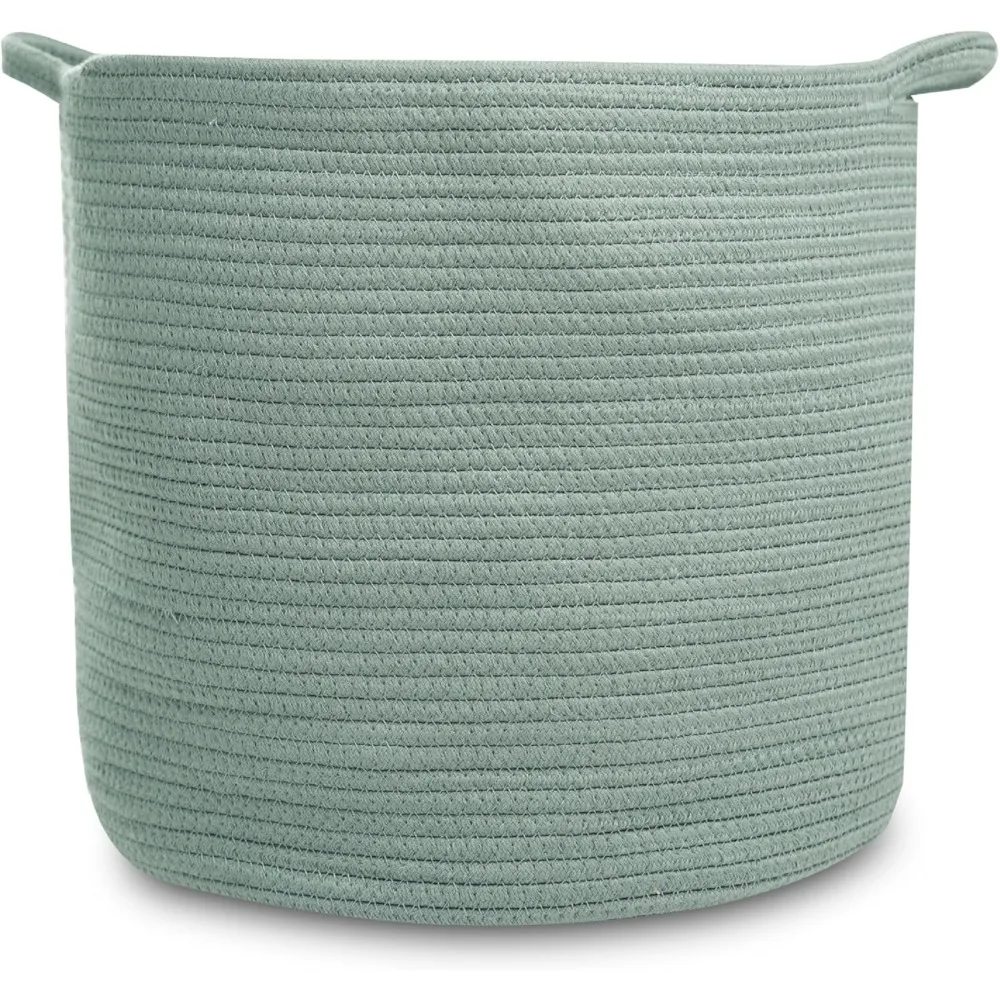 Large Woven Storage Basket for Baby Toys Blankets Nursery Organization 15x15x14 Inches