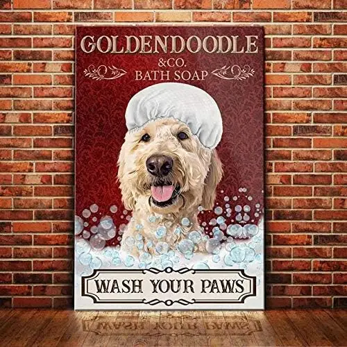 Metal Sign Goldendoodle Dog Bath Soap Vintage Kitchen Signs Wall Decor Aluminum Signs for Home Bars Restaurants Cafes