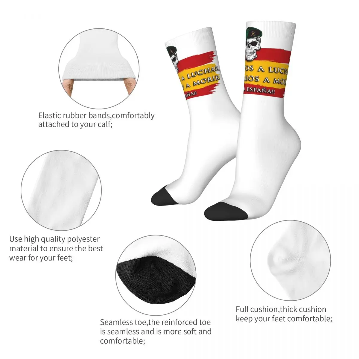 Autumn Winter Retro Unisex Spanish Legion Socks Sweat Absorbing Crew Socks