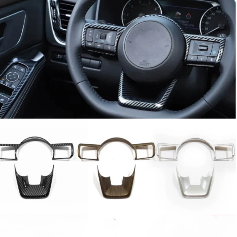 ABS Carbon fiber car steering wheel cover decorative sticker accessories For Nissan X-Trail T33 2021-2023 / Steering wheel