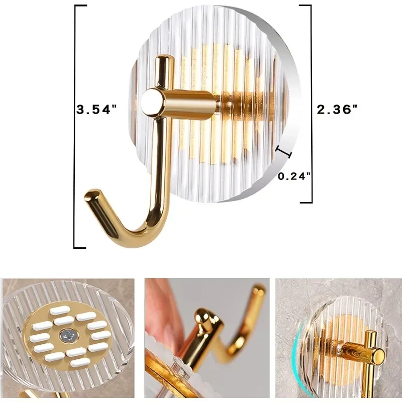 20PCS Gold Acrylic Hook Without Punching Door Behind The Hook Wall Self-adhesive Super Adhesive Hanging Clothes Hook