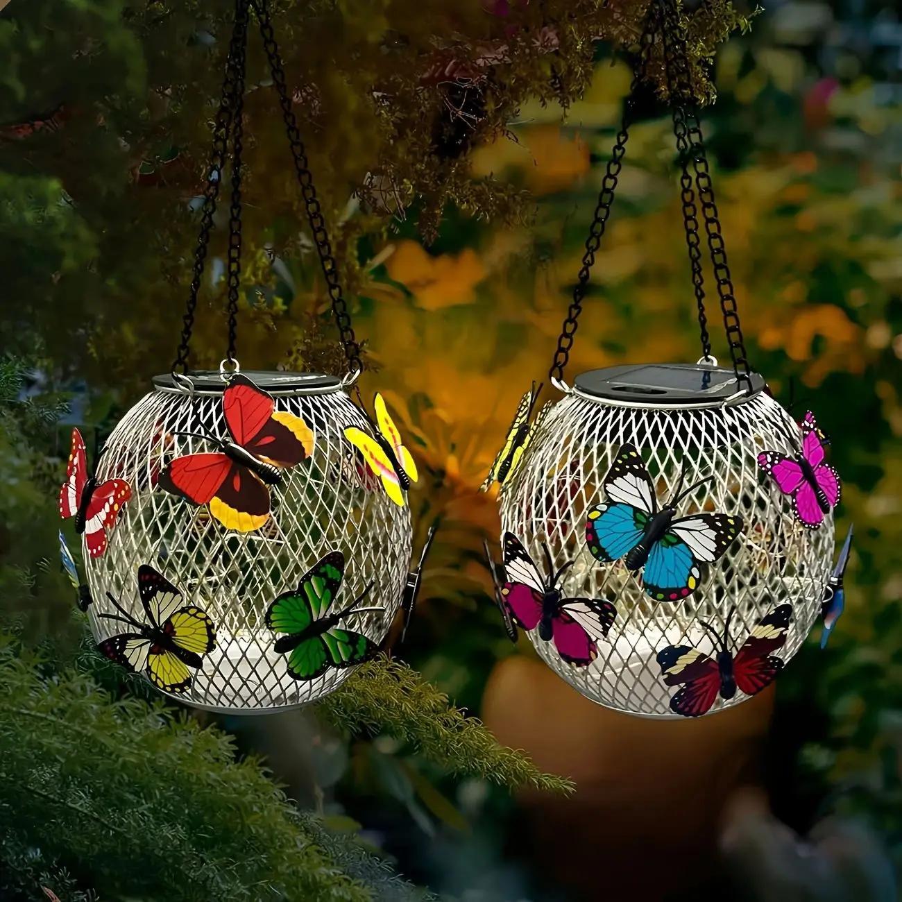 

Солнечные фонари с бабочкой, светодиодный подвесной светильник, водонепроницаемый садовый подвесной светильник, украшение двора, освещение